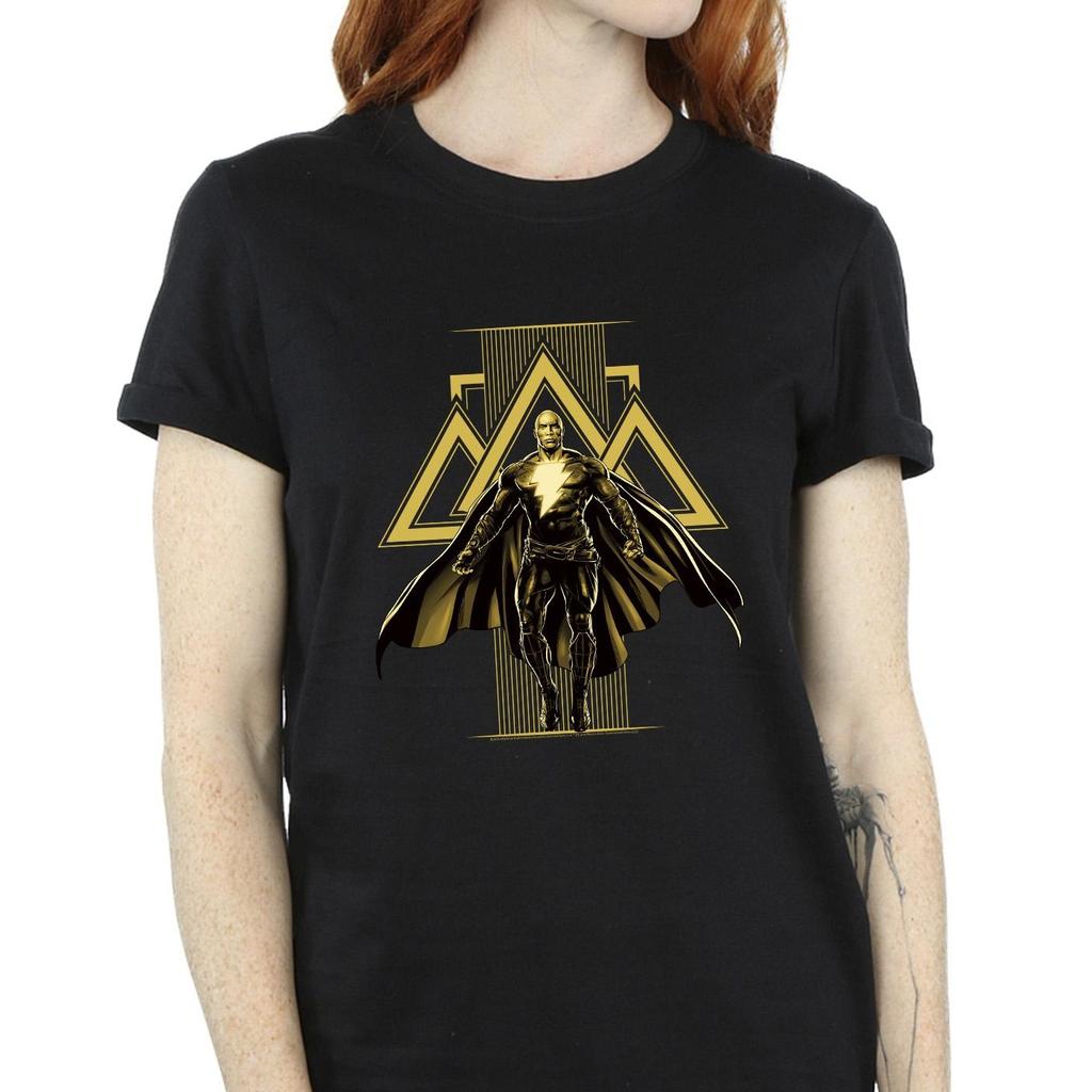 DC Comics Womens/Ladies Black Adam Rising Golden Symbols Cotton Boyfriend T-Shirt