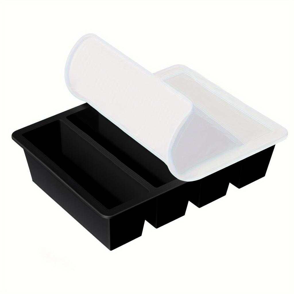 1/4 Stück Großes Rechteckiges Eiswürfelform-Set mit Deckel Stapelbare Gefriertabletts für Flaschen Getränke Lange Würfelform Küchenartikel