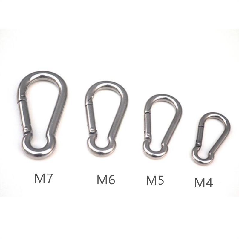 304 Stainless Steel Spring Carabiner Snap Hook Keychain Quick Link Lock Buckl F~
