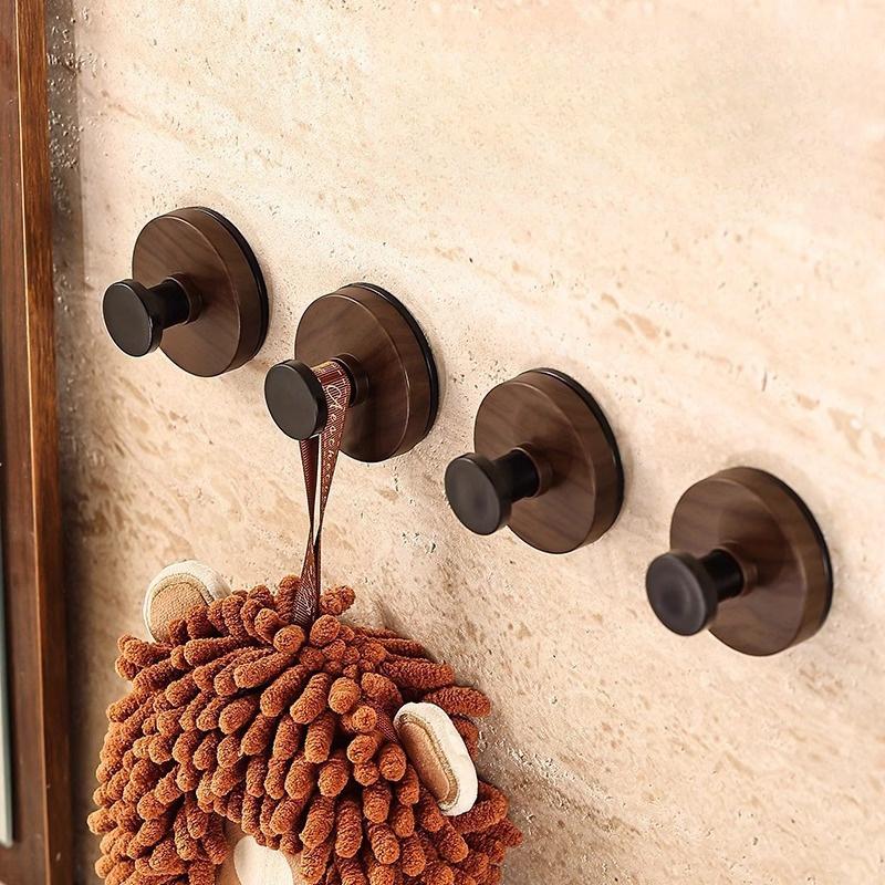 Cârlig de ușă din lemn de nuc, cârlig simplu puternic montat pe perete, fără găurire, cârlig adeziv pentru haine