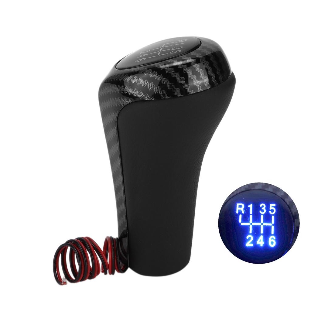 Car 6 Speed Gear Shift Knob Carbon Fiber Style with Light Replacement for 1 Series E81 E82 E87 E88 F20