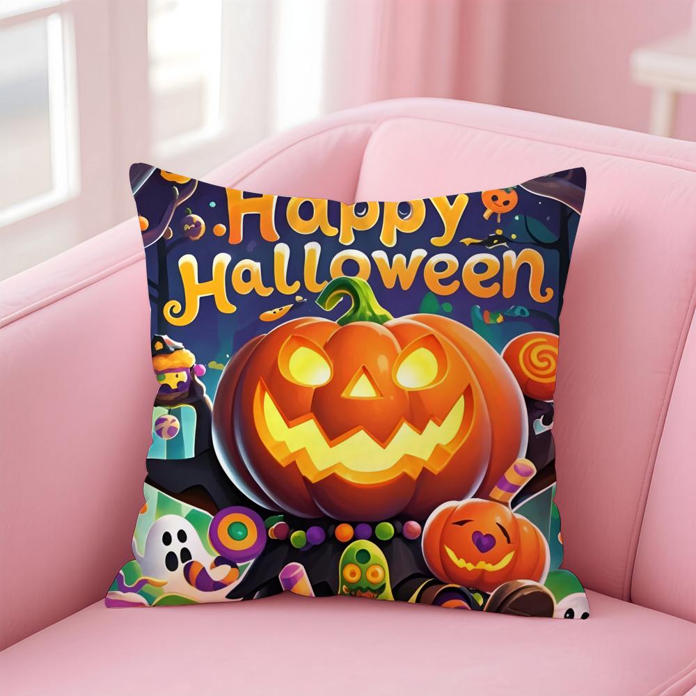 Halloween Cushion Cover Pillowcase Short Plush Invisible Zipper Room Sofa Cushion Cover