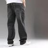 Men's  Loose Jeans Classic Straight Gray Black Business Casual Elasticity Cotton Denim Trousers Plus Size 40