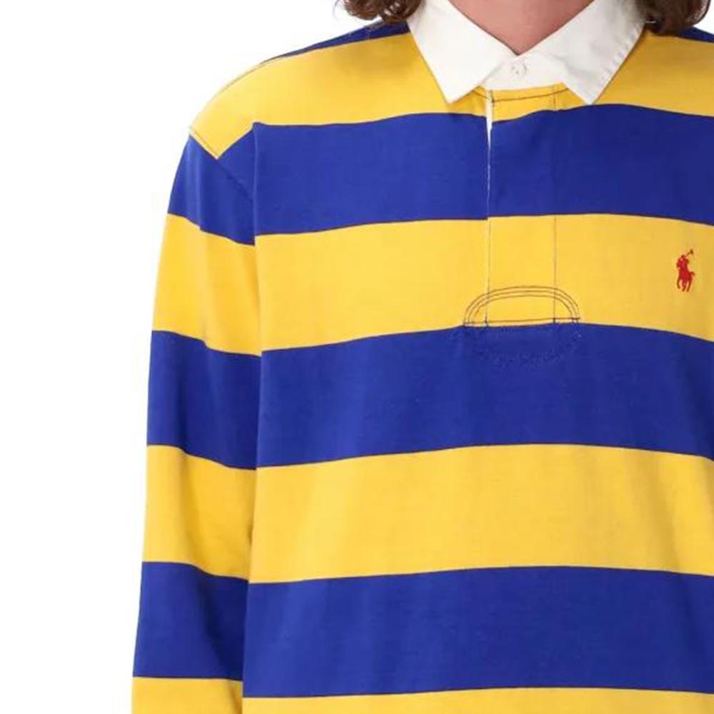 Polo Ralph Lauren Striped Logo Embroidered Long Sleeve Polo Shirt Men Tops Yellow 710717116-047