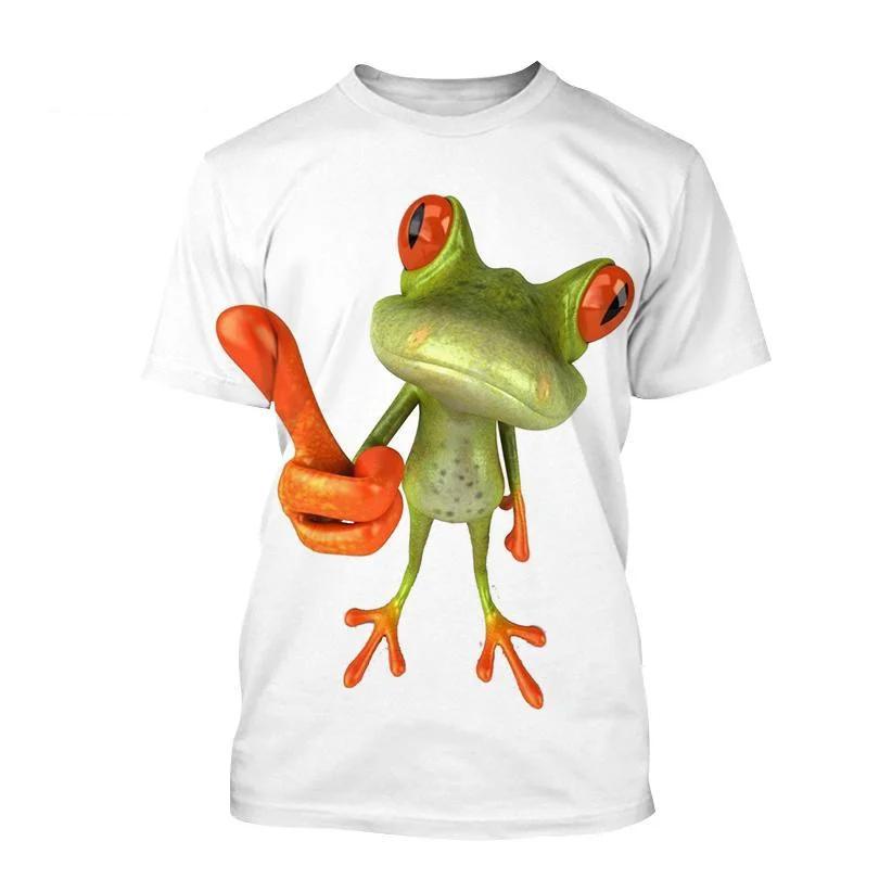 Nouveauté Animal grenouille hommes t-shirts drôles vêtements amples à manches courtes mode surdimensionné imprimé t-shirt à col rond