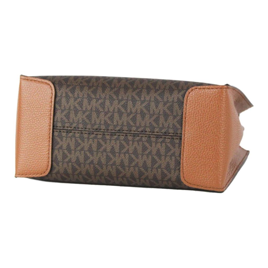 Michael Kors MK Mercer Serie Klassisch Französisch Vintage Monogramm Farbblock PVC-beschichtetes Canvas Akkordeon Tasche Damen Handtaschen Braun 35S1GM9M2B-BRN