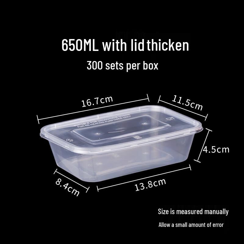 650ml Rectangular Transparent Disposable Plastic Food Container