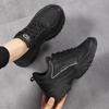 Zwarte Waterdichte Leren Sneakers voor Dames - Dikke Zool, Lichtgewicht, Antislip Casual Reisschoenen