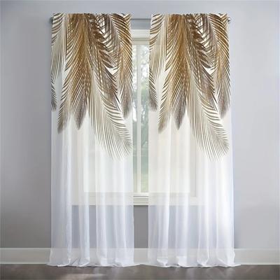 Tende in voile velate con foglie di piume dorate di lusso per camera da letto Tende per finestre in tulle per soggiorno Tende trasparenti Tende