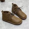 Χειροποίητες Δερμάτινες Μπότες Στρογγυλή Μύτη Φλατ Δέρμα Αγελάδας Γυναικεία Παπούτσια