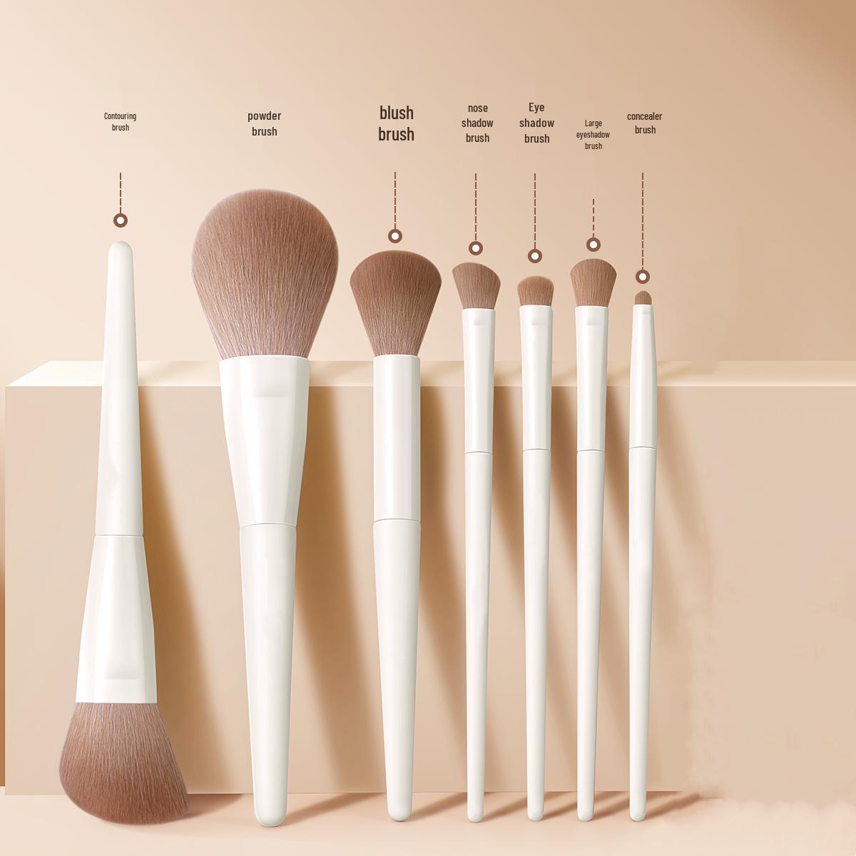Набор из 10 портативных кистей для макияжа из синтетического волокна для пудры и хайлайтера