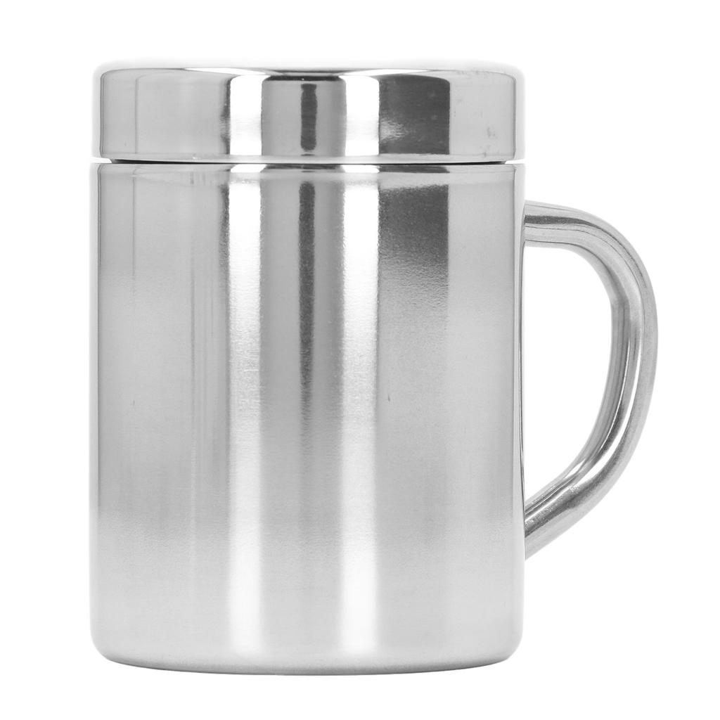 Stainless Steel Double Walled Mugs Shatterproof Warm Cold Use Tea Cups with Handle for Traveling Camping S 9.5x7cm