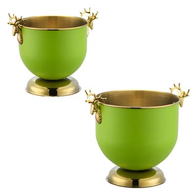 Champagne Chilled Wine Beer Red Wine Cube Bar Ktv Two Handles Bucket Gold Golden Thick Tiger Head Ice Bucket Champagne