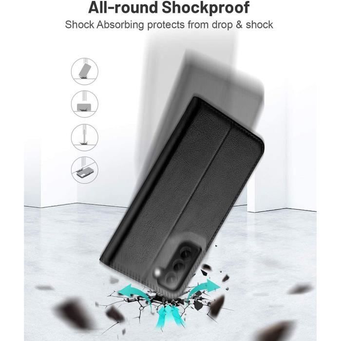 Coque portefeuille - Samsung - Galaxy S22 Plus - Cuir PU noir - Semi-rigide - Doublure microfibre