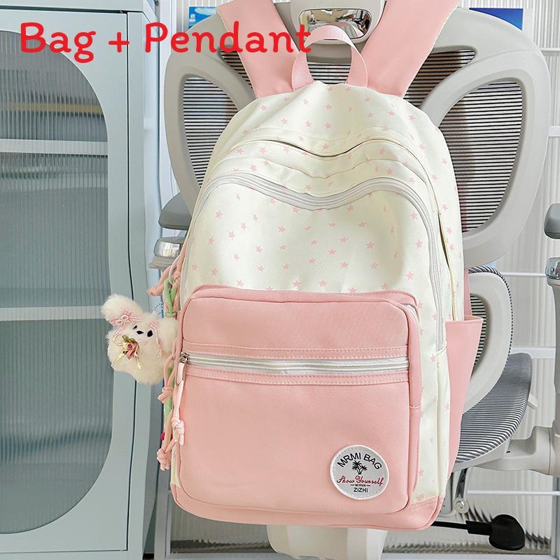 

Geometric Pattern Nylon Backpack For School And Travel With Design For Teens And Adults рожевий