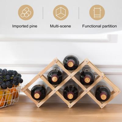 Estante de madera para almacenar vino Diseño en forma de abeja No requiere ensamblaje Colocación horizontal de botellas Corcho húmedo Organizador de exhibición versátil para 3 a 10 botellas