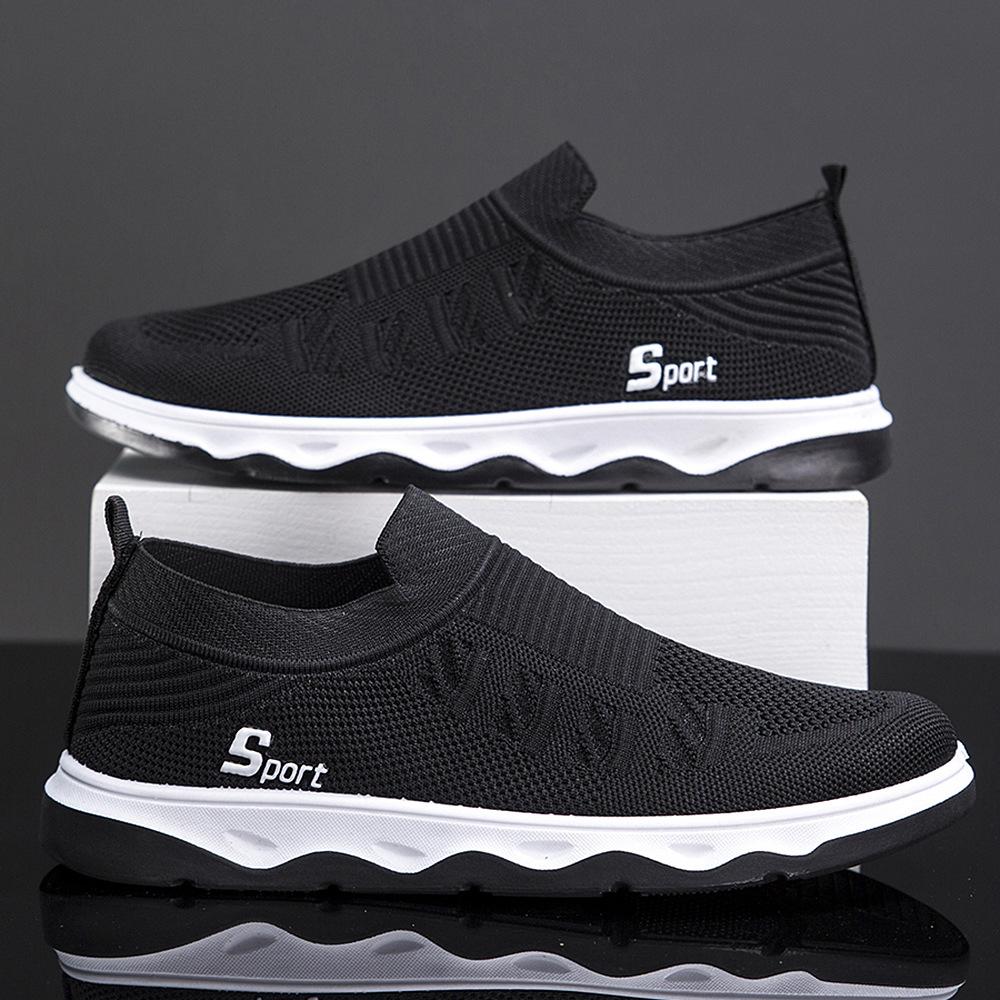 Sapatos masculinos verão novo respirável malha oca sapatos preguiçosos sola média e macia sapatos casuais