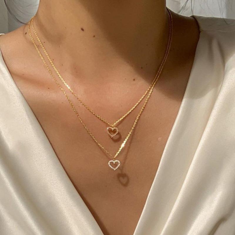 2023 New Double Sided Heart Pendant Necklace For Women Girl Clavicle Chain Choker New Fashion Trendy Jewelry Gift Party
