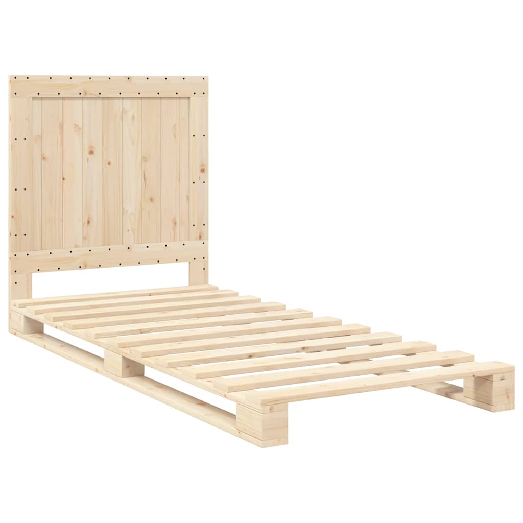 Solid Wood Bed with Headboard 90 x 200 cm Pine