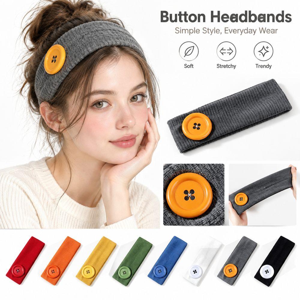 Elastic Button Headband Ribbed Knit Knit Turban Band New Head Wrap Daily Wear
