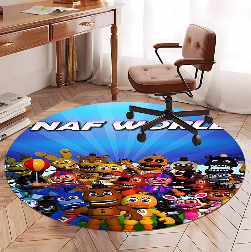 Five Nights at Freddy's Pattern Round Rug, Indoor/Outdoor Mat, for Picnic, Gameroom, Bedroom, Office, Living Room, Home Decor Carpet, Birthday Gift