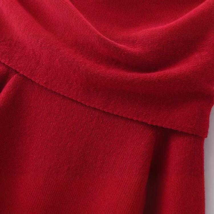 Burgundy European & American Style Winter 2024 Women's Sweater & Midi Skirt Set