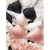 Ice Silk Comfort Underwear Set Women Sexy Deep V Push Up Bra Set Shoulder Strap Letters Adjustable Brassiere and Lace Panties