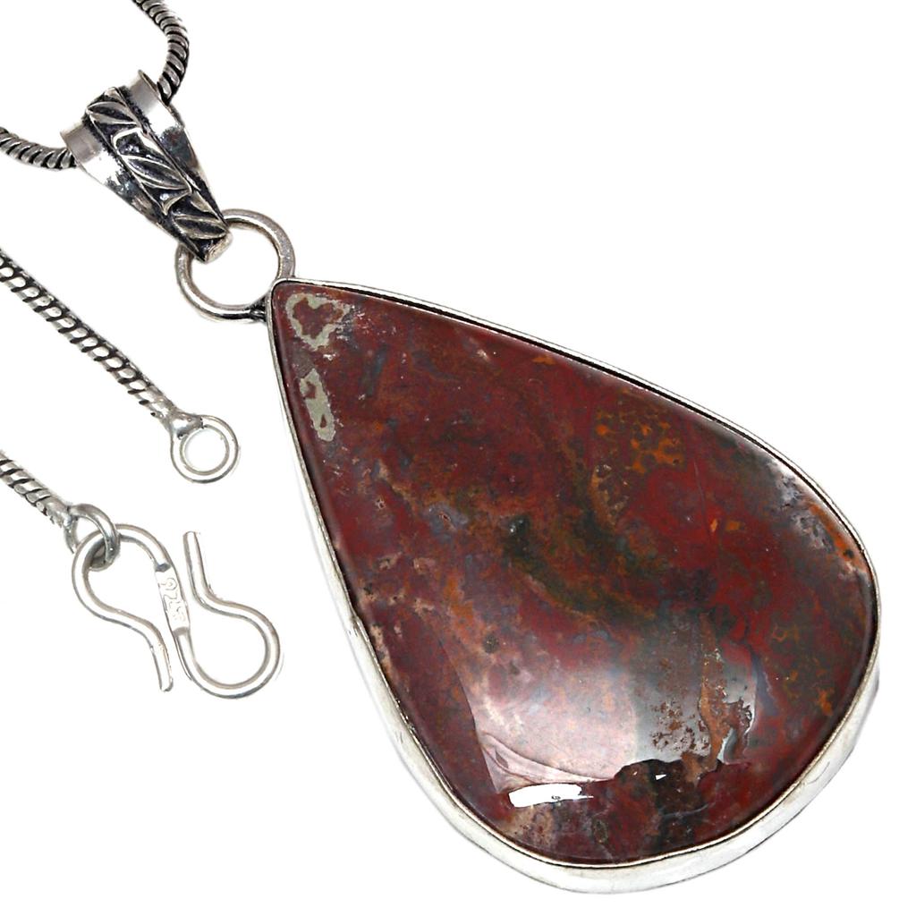 Pendant Stick Agate Gemstone Handmade Gift For Her Silver Jewelry 2.25"