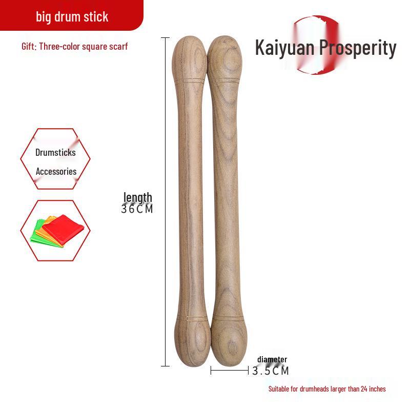 Solid Wood Drumsticks with Red Ribbon for Adult & Children Drumming and Dance.