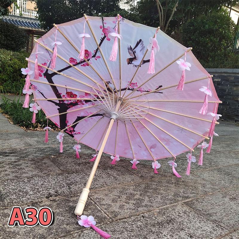 Silk Cloth Women Umbrella Cherry Blossoms Ancient Dance Umbrella Decorative Umbrella Chinese Style Oil Paper Umbrella