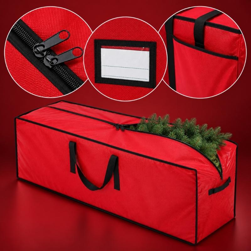 Flexible Christmas Tree Storage Bag with Zippered Opening and Wipe-Clean Exterior for Storage Room Organization