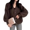 Autumn and winter new versatile sweater jacket women's style casual loose lazy lantern sleeve V-neck knitted cardigan