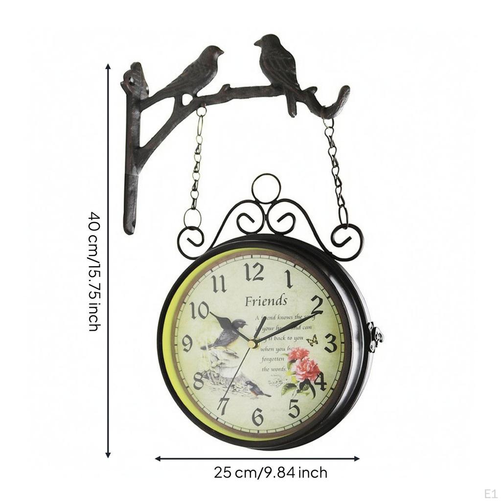 Double-Sided Wall Clock Ornate for Entryway, Living Room