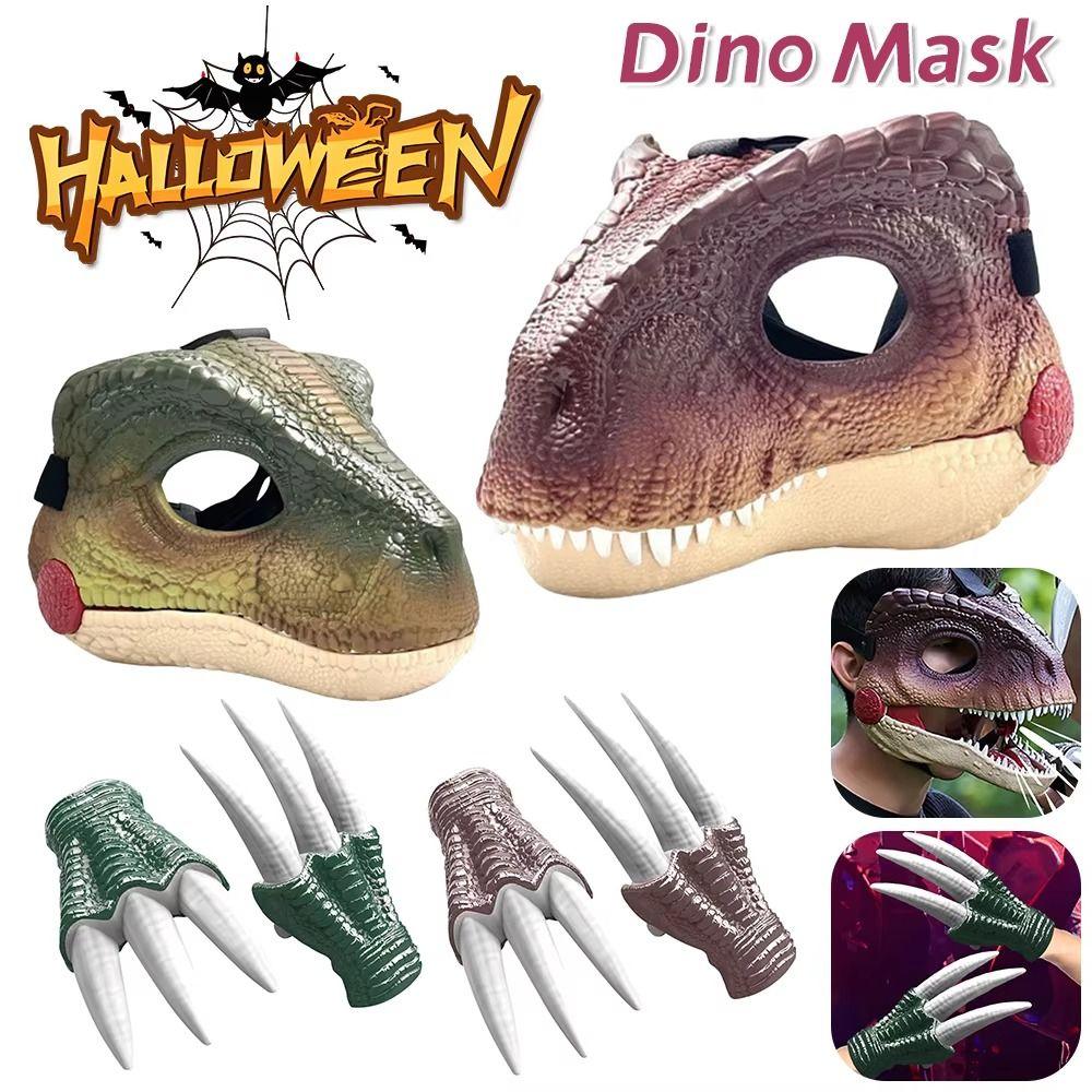 Sound Dinosaur Mask Headwear Movable Mouth Dinosaur Head Face Cover 3D Dinosaur Mask  Halloween