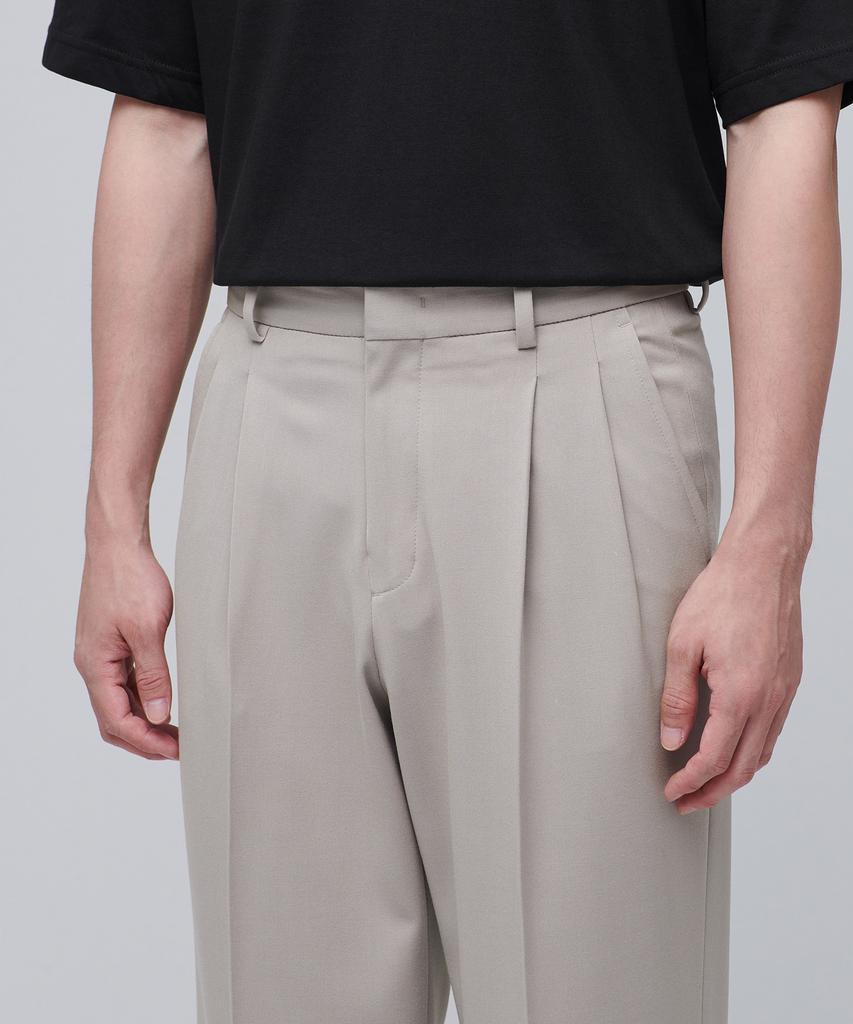 Musinsa Standard Real Wide Belted Slacks [Light Beige]