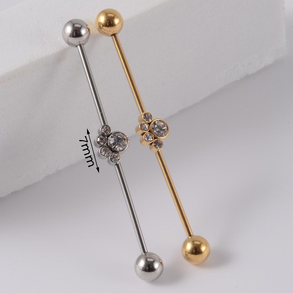 YW Industrielle Barbell Ohrringe Piercing Schmuck Chirurgischer Edelstahl Scaffold Piercings CZ Bar für Damen Herren