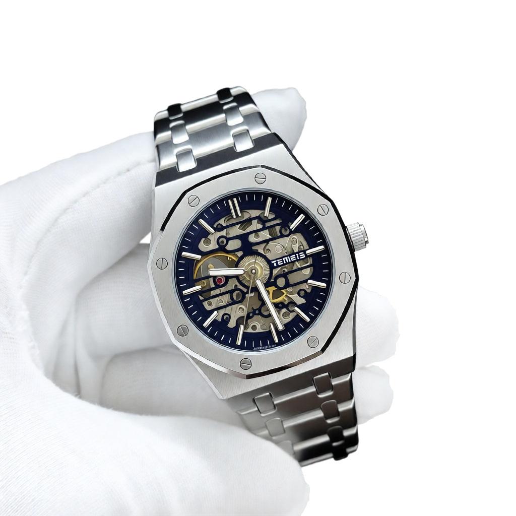 Temeisi Mechanical Watch, Men'S Steel Belt Hollow Luminous Automatic Mechanical Watch Men'S Watch