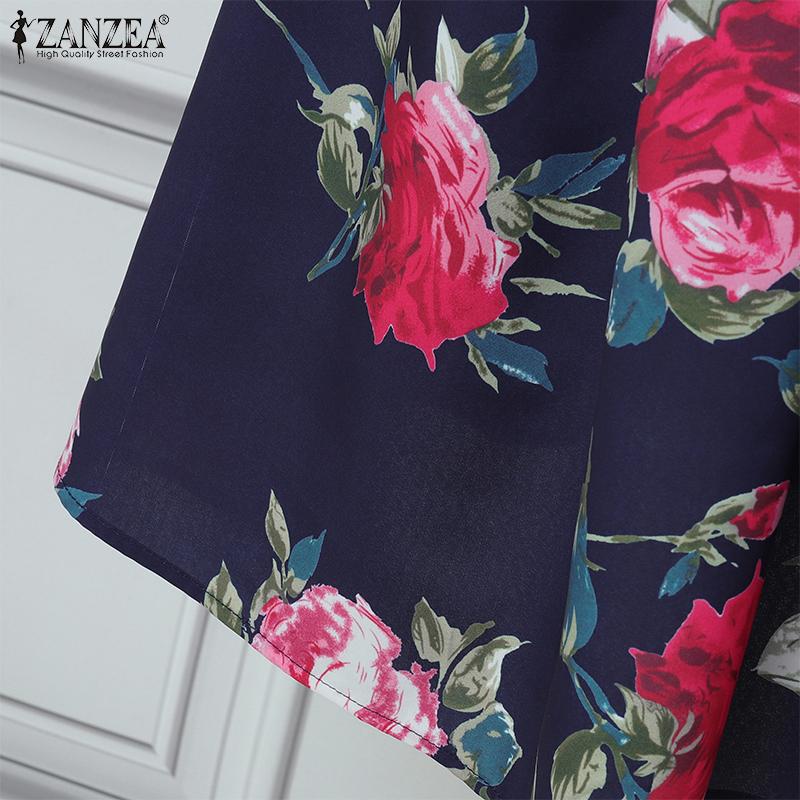 ZANZEA Women Summer Round Neck Casual Floral Print Sleeveless Dress