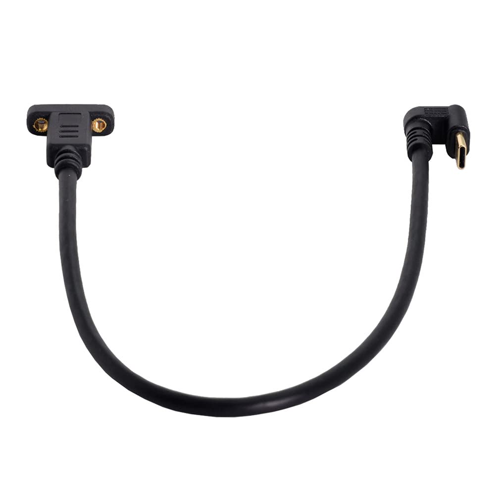 Xiwai USB Type C Male to Female Extension Data 180 Degree Back Angled 3.1 Cable, U-Shaped, 30cm,