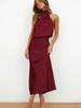 Luxury Satin Sleeveless Dress for Women - Elegant Evening Gown for  Spring/Summer Collection