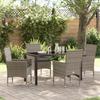 5-piece Garden Dining Set with Cushions In Grey Braided Resin 3379788