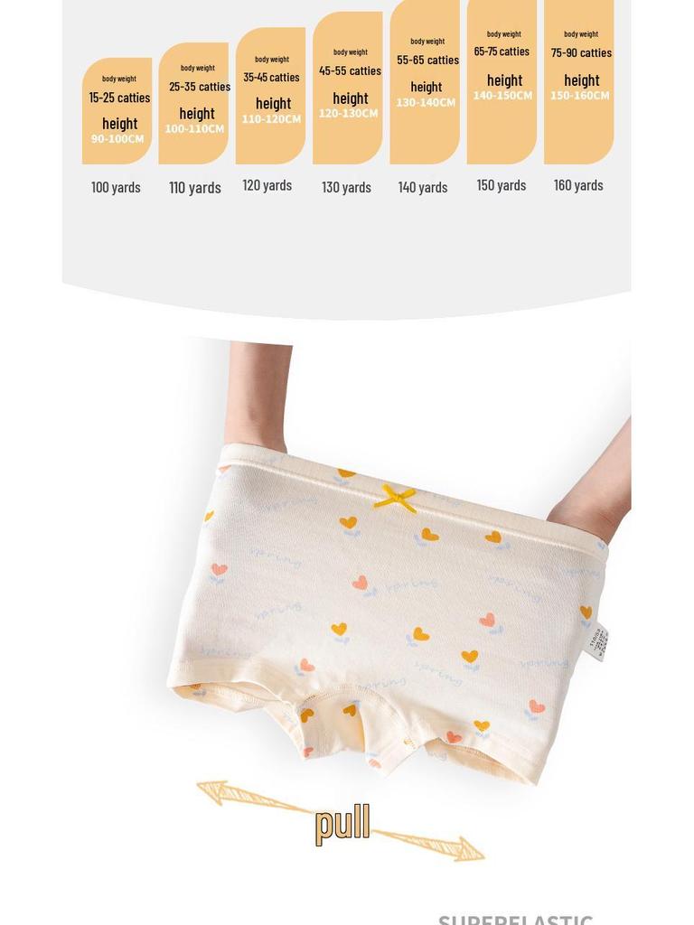 Kids' Pure Cotton Cartoon Boxer Briefs - Antibacterial Korean Style for Baby Girls