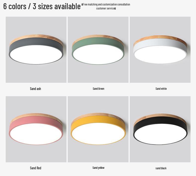 Japanese-Style LED Round Ceiling Light - Minimalist Wood Art for Bedroom & Living Room, Relaxed Nordic Warm Lighting