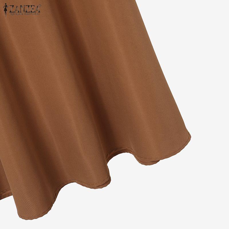 ZANZEA Damen Langarmbluse und Lange Röcke Lässige Zweiteiler Anzugsets