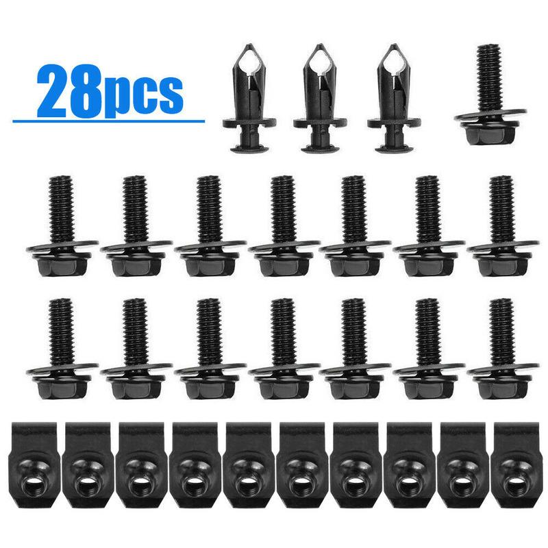 28pcs Universal Car Tuning Engine Splash Shield Body Bolts Screws Fender Bumper Retainer Clip Rivet Car Interior Accessories чёрный