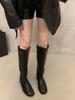 French brown Maillard skinny boots women's shoes 2025 new autumn Korean version boots medium tube knight boots