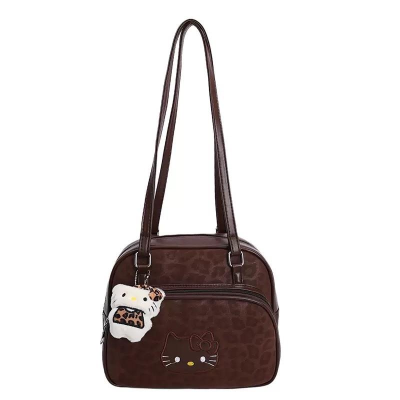 Retro Leopard Print Backpack Pu Cartoon Cute Casual Bag For Women And Men