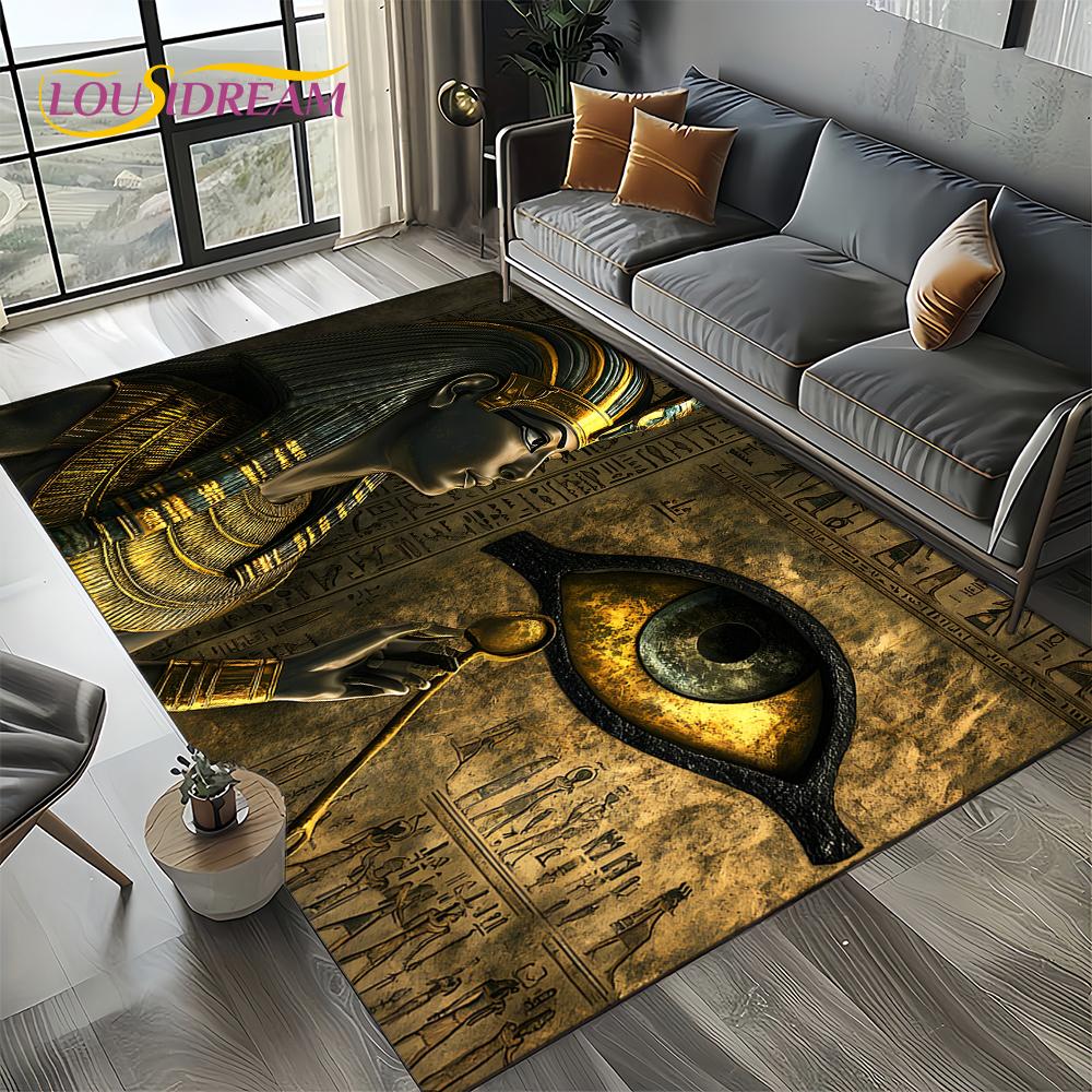 2025 Ancient Egypt Death Anubis Pharaoh Horus Mythology Carpet Rug for Living Room Bedroom Home Sofa,Area Rug Non-slip Floor Mat