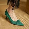 Fashion 2025 New Fashion Women Pumps Shoes Chunky High Heels Spring Elegant Summer Pointed Toe Casual Shoes Woman Black Green Size 34-40