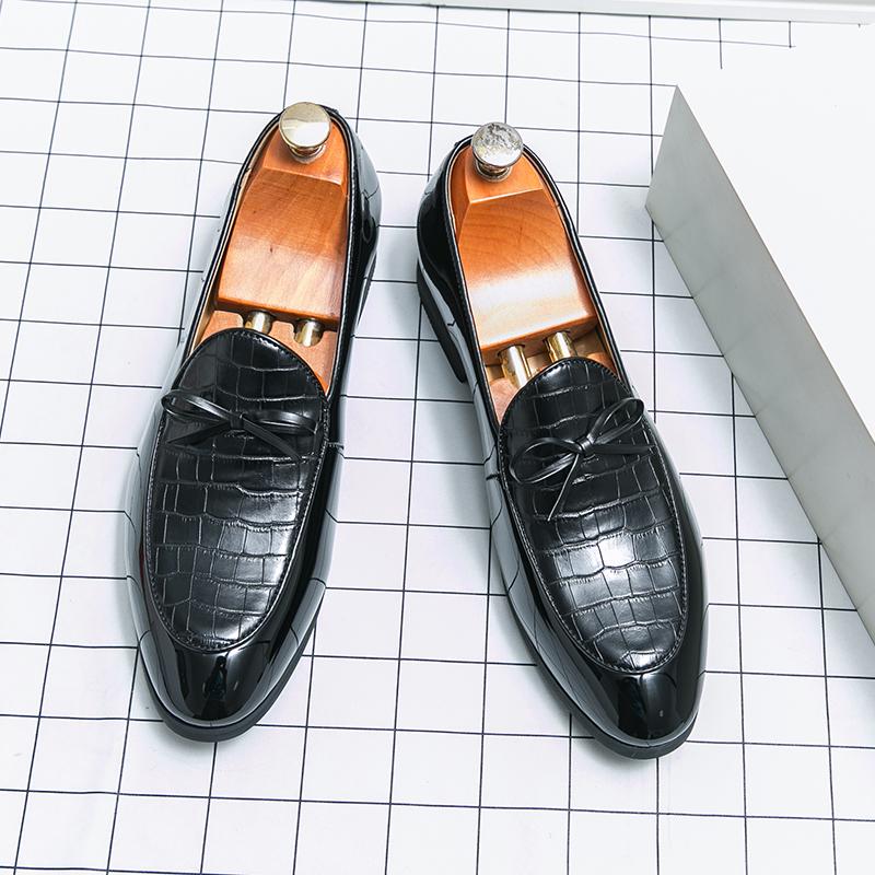 

Роскошные кожаные мокасины с галстуком-бабочкой, мужская деловая обувь, модная обувь, туфли для банкета, туфли для вождения, официальная одежда для отдыха для джентльменов 38 чёрный